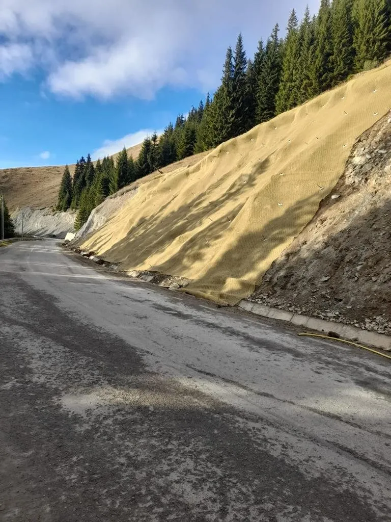 Taluz stabilizat de-a lungul unui drum de munte